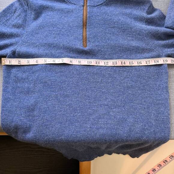 Johnnie-O Merino Wool Sweater Mens Size Medium Blue Quarter Zip Pullover Office - Picture 10 of 10